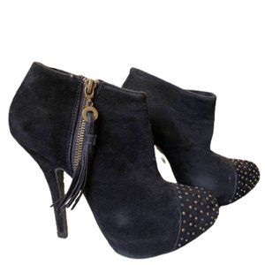 Black Heeled Boot with Gold Side Zipper size 8